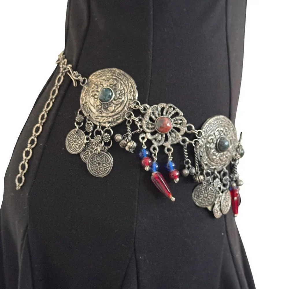Vintage Traditional Coin Gemstone Kuchi Tribal-style Waist Belly Belt